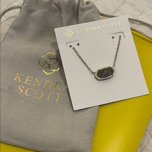 Kendra Scott Gold Necklace with Charcoal Drusy Stone